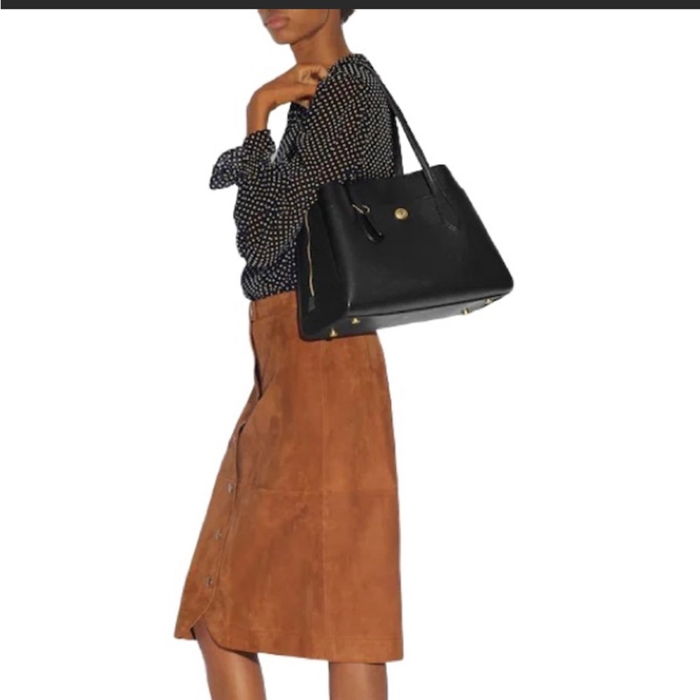 Coach Lora Carryall Mixed Leather Black Pebbled Leather